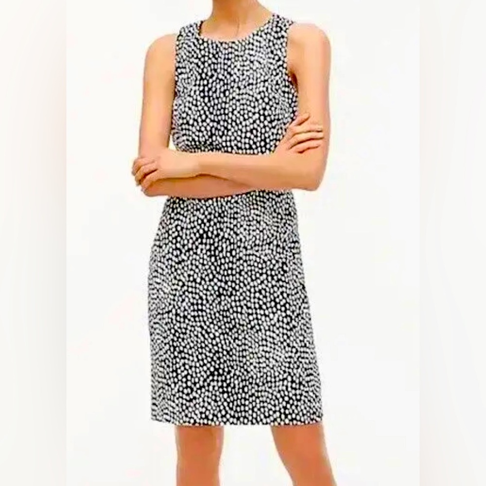 J Crew Basket Weave Leopard Cotton Sheath Dress 00 xxs